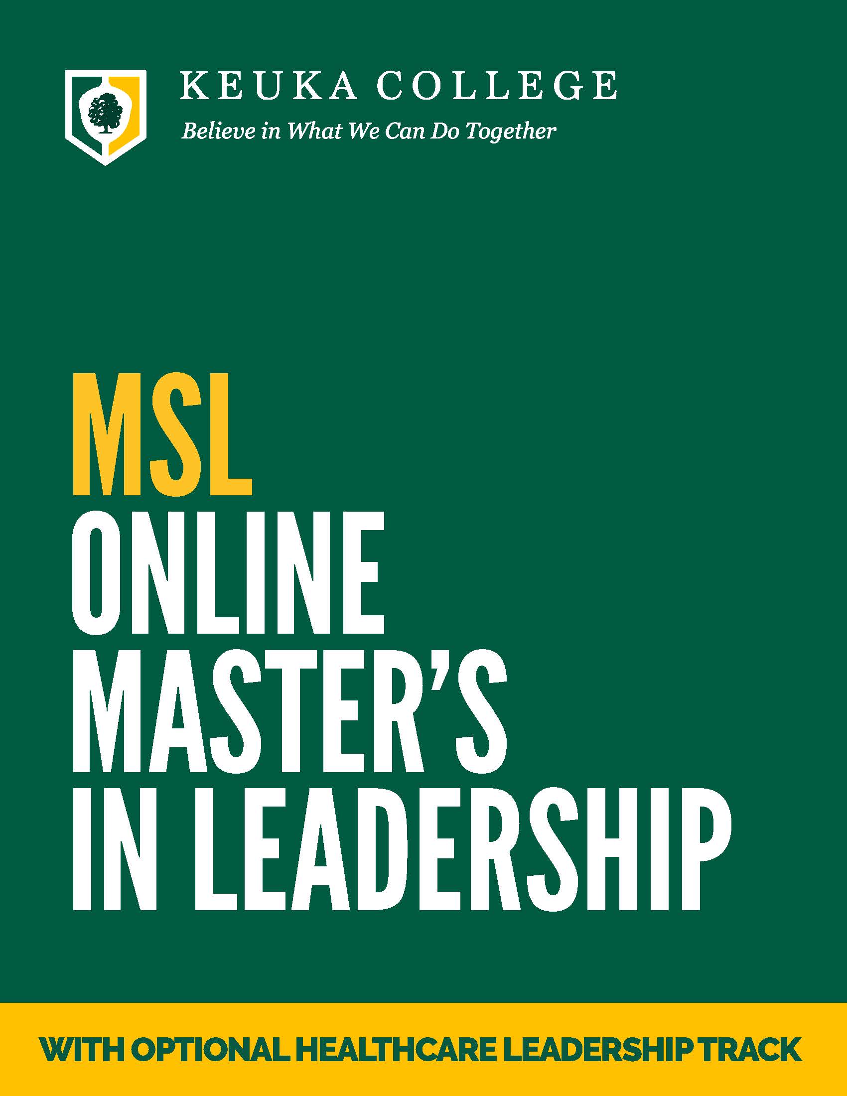 MSL Online Master's in Leadership with optional healthcare leadership track