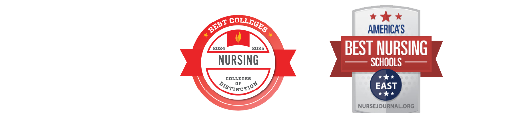 Accreditation and awards logos for nursing schools.