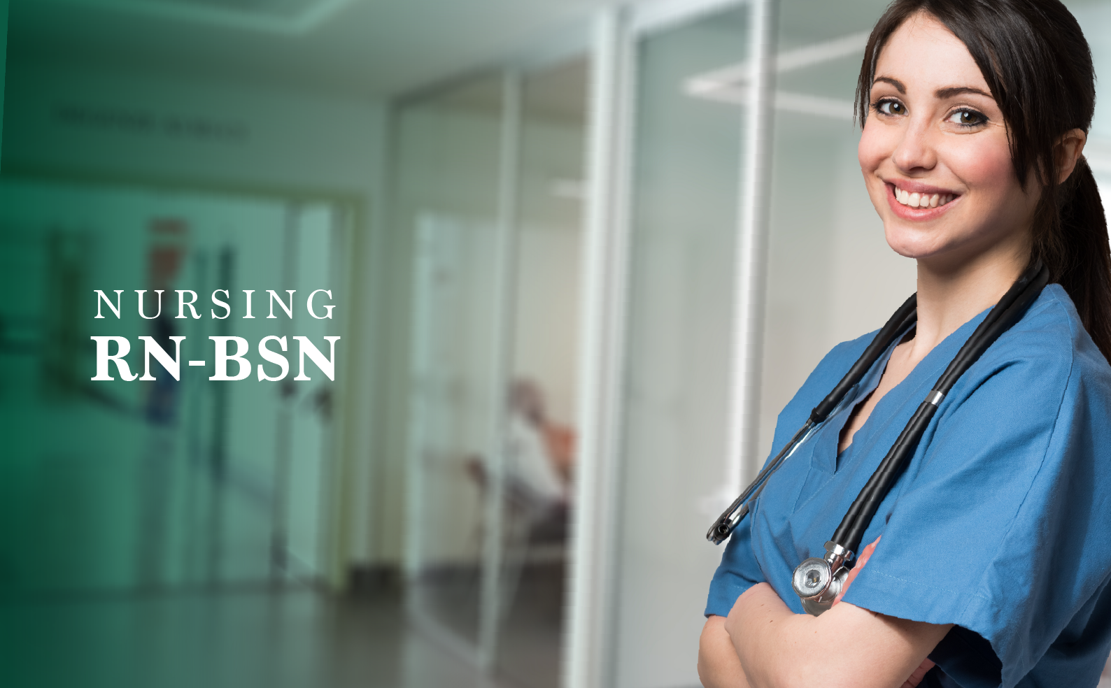 Smiling nurse in scrubs with stethoscope